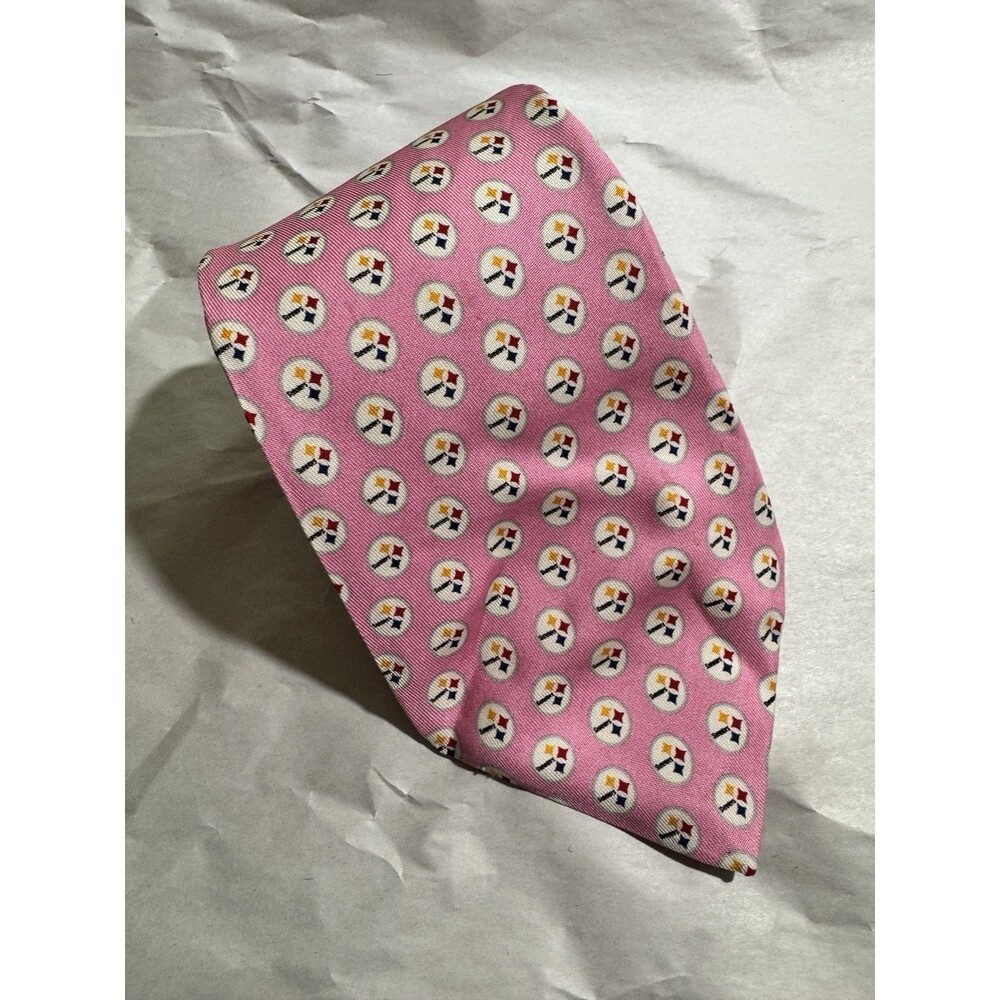 Vineyard Vines Pittsburgh Steelers Custom Collection Silk Necktie Pink 58"x3.5"